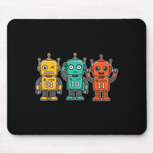 01 10 11 Robot Funny for Men Women Kids Survivor Mouse Pad