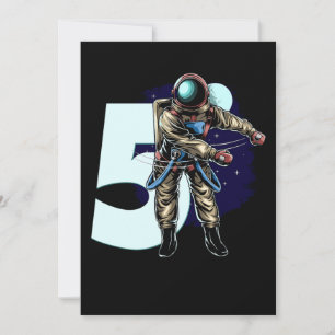 01.5th Birthday Boy Flossing Astronaut Five Years Save The Date