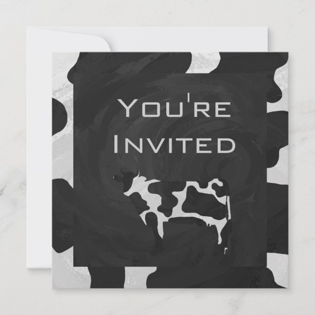 01 of 12Cow Black and White Monogram Invitation (Front)