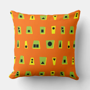020216 - Green, Yellow and Black on Orange FF6600 Cushion