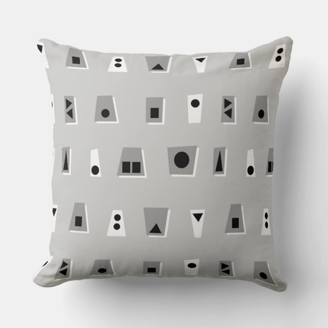 020216 - Grey, White and Black on Grey CCCCCC Cushion (Front)
