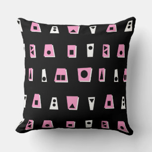 020216 - Pink, White and Black on Black Cushion