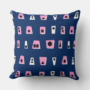 020216 - Pink, White and Black on Dk Blue 00255e Cushion