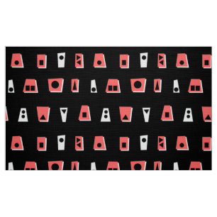 020216 - Tropical Pink, White and Black on Black Fabric