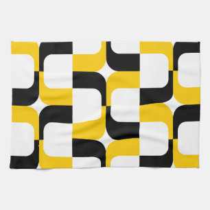 020614 - Amber and Black on White Tea Towel