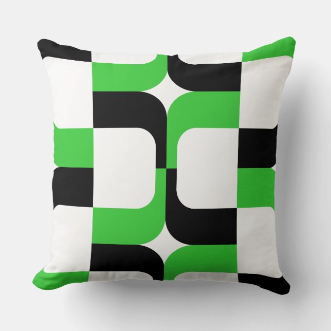 020614 - Black and Spring Green on White Cushion (Front)