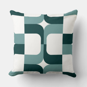 020614 - Dk Moss Green and Ocean Green on White Cushion