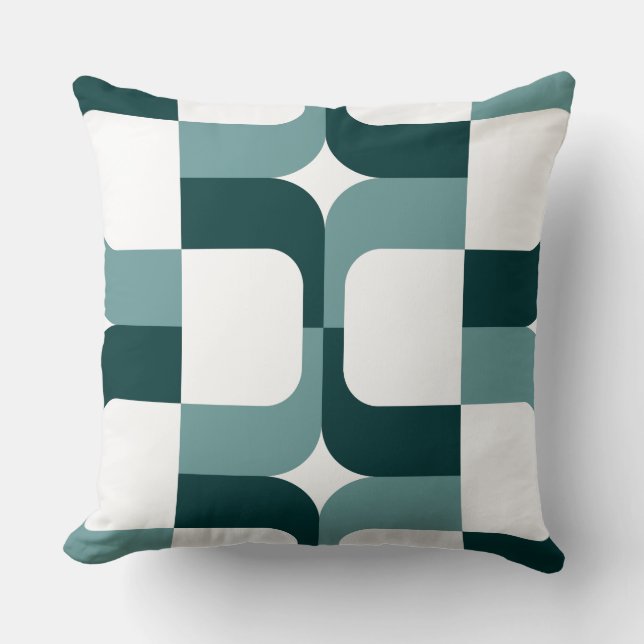 020614 - Dk Moss Green and Ocean Green on White Cushion (Front)