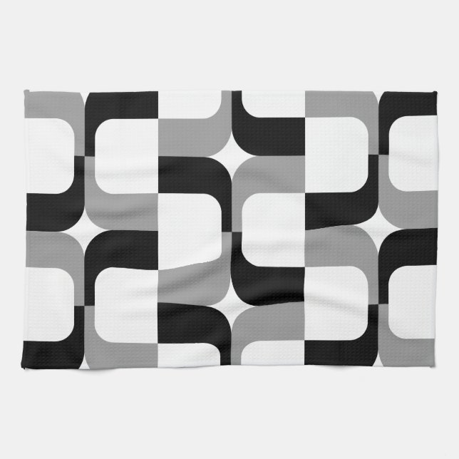 020614 - Grey and Black on White Tea Towel (Horizontal)