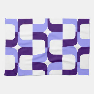 020614 - Pastel Blue and Deep Purple on White Tea Towel