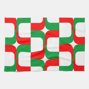 020614 - Red and Green on White Tea Towel