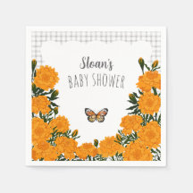 020 Fog Grey Marigold Monarch Gingham Baby Shower