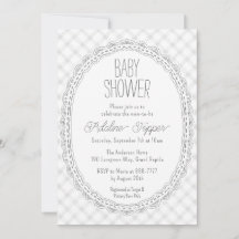 020 Fog Vintage Lace Frame Gingham Baby Shower