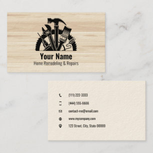 02-2021 Customisable handyman tools wood v2 Business Card