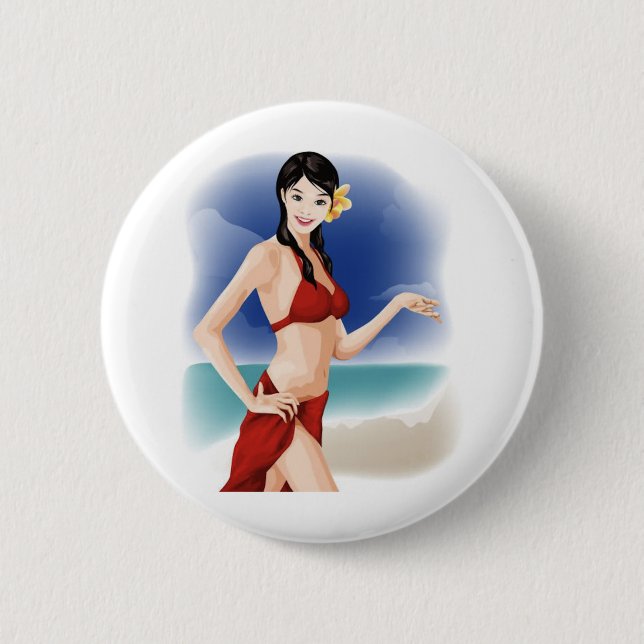 031 Converted vector Cute girls free vector graphi 6 Cm Round Badge (Front)