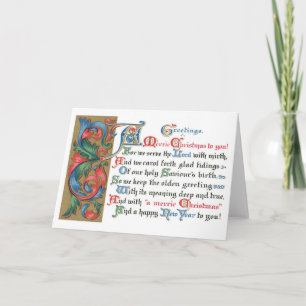 031 Vintage Christmas Card Religious Illuminated