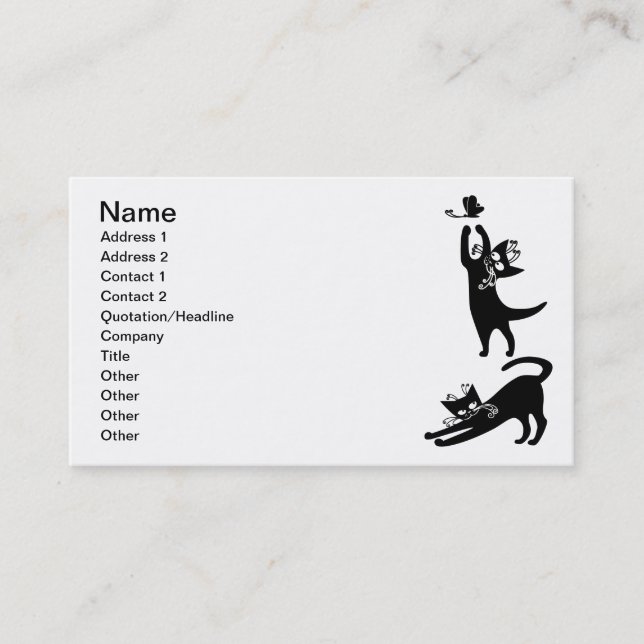 039 & 007 BLACK CATS PETS ANIMALS CUTE CARTOONS BUSINESS CARD (Front)