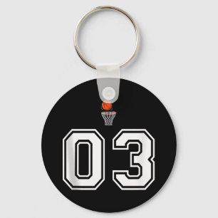 03 Number Basketball Style Vintage White Tank Top Key Ring
