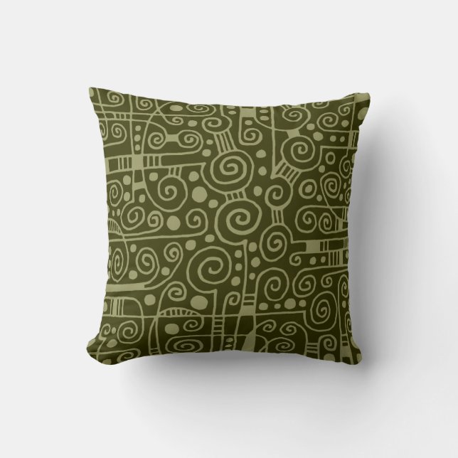040512 - Khaki on Dark Olive Cushion (Front)