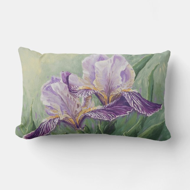 0455 Purple Irises Lumbar Cushion (Front)