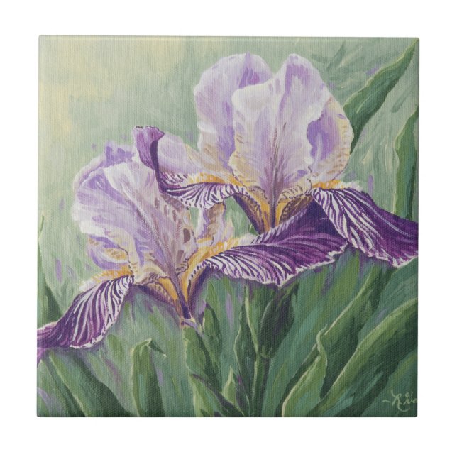0455 Purple Irises Tile (Front)