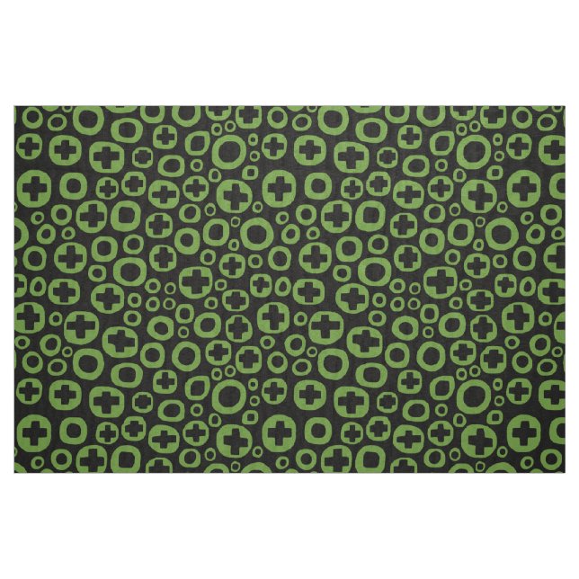 050215 - Avocado Green on Black Fabric (Fat Quarter)