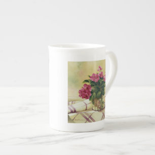 0511 African Violets in Mosaic Planter Bone China Mug