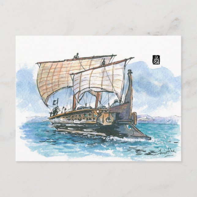 (052) Ancient Greek Tireme Postcard (Front)
