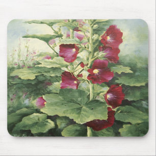 0536 Burgundy Hollyhocks Mousepad
