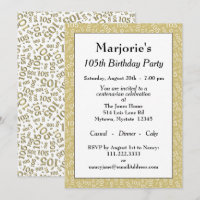 05th Birthday Party Gold/White Number Pattern