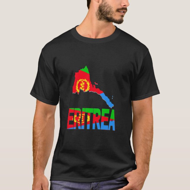 06256 Eritrea Map Eritrean Flag Africa T-Shirt (Front)