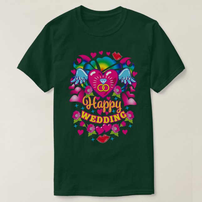 06 Happy Wedding wedding rings diamond ring heart  T-Shirt (Design Front)