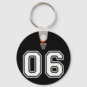 06 Number Basketball Style Vintage White Premium  Key Ring