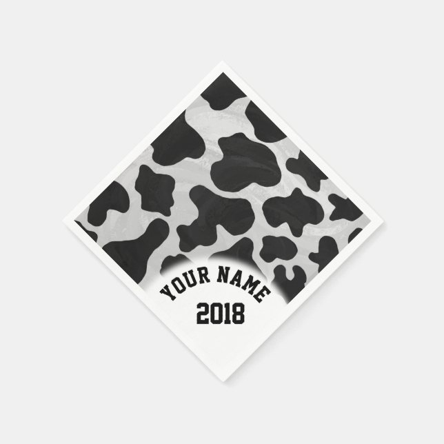 06of12 Black and White Cow Themed Napkins (Corner)