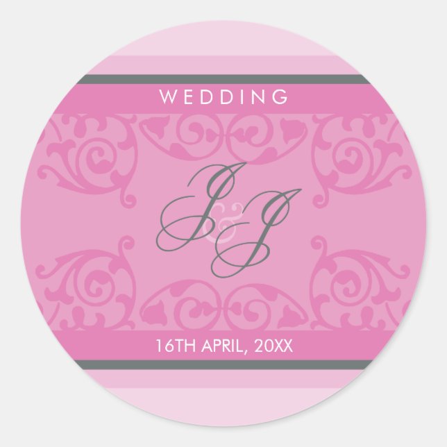 070 Jenny+Justin :: MONOGRAMMED STICKER :: curls 2 (Front)