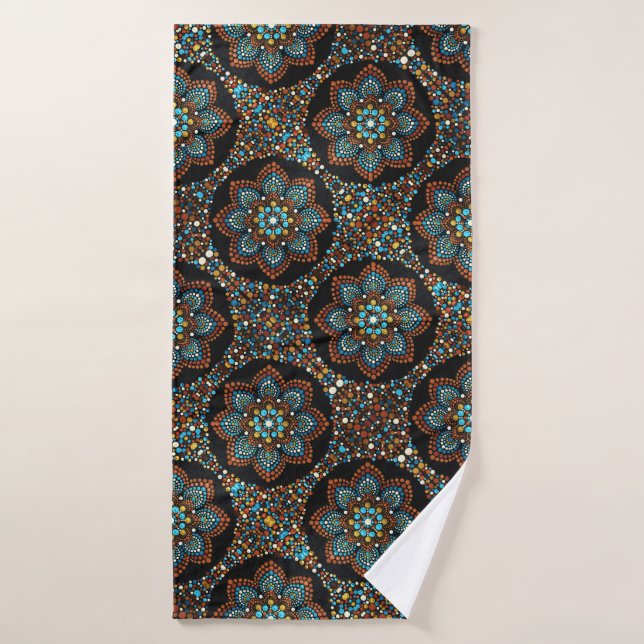 07 Brown and Turquoise Mandala Bath Towel (Bath Towel)