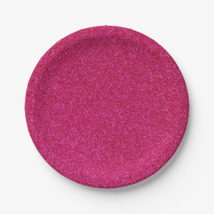07 Hot Pink Glitter Print Sparkles Party Supplies Paper Plate
