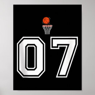 07 Number Basketball Style Vintage White Tank Top Poster