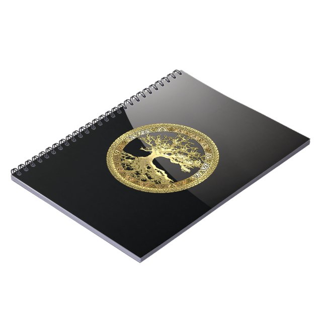 [08] Celtic Golden Tree of Life Spiral Notebook (Left Side)