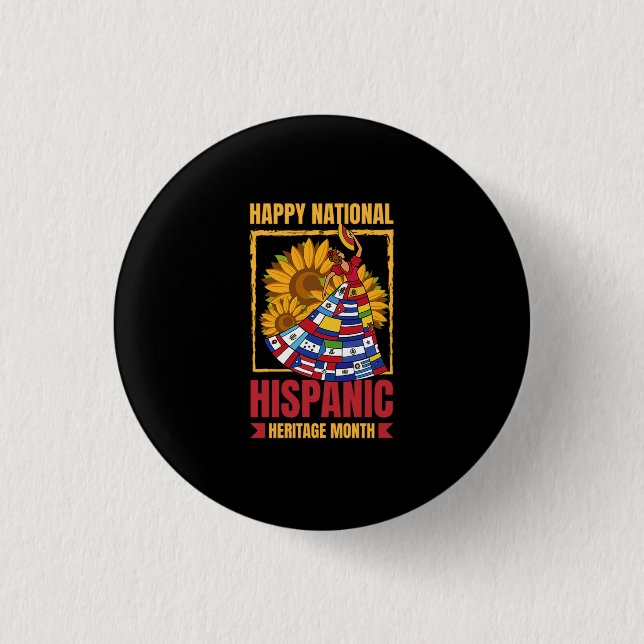 08.National Hispanic heritage Month all countries. 3 Cm Round Badge (Front)