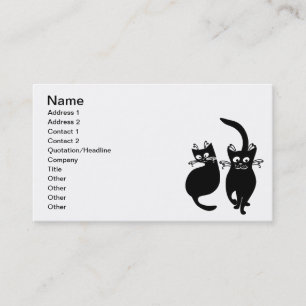 092 AND 081 BLACK CARTOON CATS PETS ANIMALS BLACK BUSINESS CARD