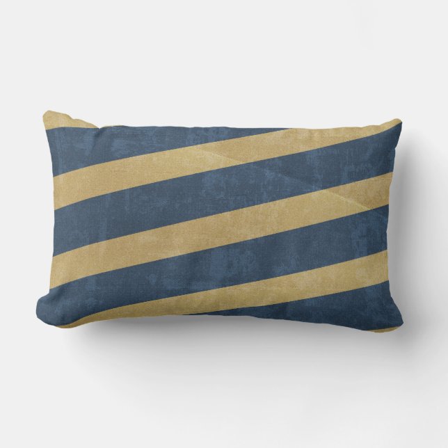 092 NAVY GOLD GRUNGE STRIPES SAILOR PATTERN MAN TE LUMBAR CUSHION (Front)