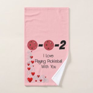 0-0-2 I Love Playing Pickleball With You Valentine Hand Towel