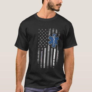 0 EMS EMT Paramedic American Flag Emergency Medica T-Shirt