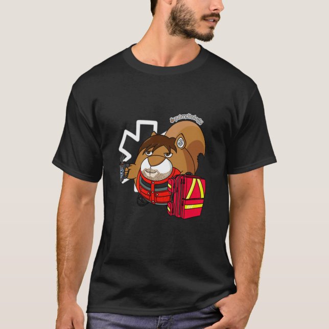 0 funny squirrel - bored paramedic with coffee T-Shirt (Front)