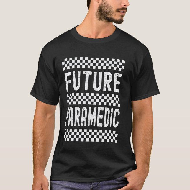 0 Future Paramedic Chequered Design Occupation Tra T-Shirt (Front)