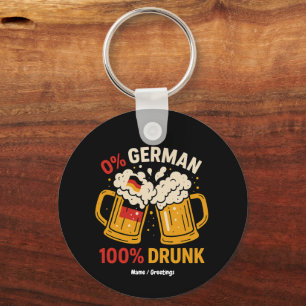 0% German 100% Drunk Funny Oktoberfest Beer Lover  Key Ring