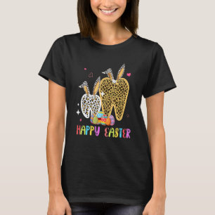 0 Happy Easter Cute Leopard Bunny Tooth Easter Egg T-Shirt