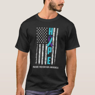 0 Hope Usa Flag Suicide Awareness Ribbon Mental H T-Shirt