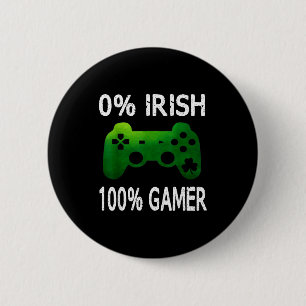 0% Irish 100% Gamer Funny St Patricks Day Video Ga 6 Cm Round Badge